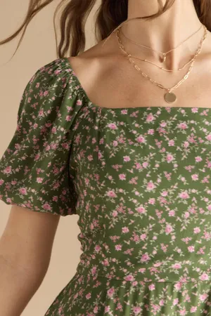 Francesca’s Floral Green Dress thumbnail 4