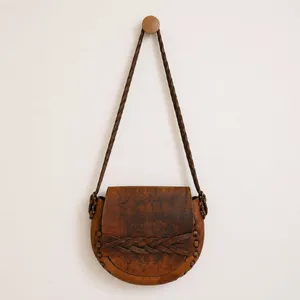 Vintage Boho Coastal Cowgirl Leather Hand Tooled Saddle Bag With Braided Strap thumbnail 12