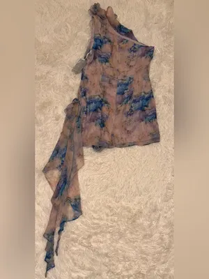 NEW Elliatt Briony Floral One-Shoulder floral blue Minidress Sz M thumbnail 8