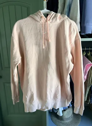 Nike Light Pink Women's Oversized Fleece Hoodie Sweatshirt thumbnail 1