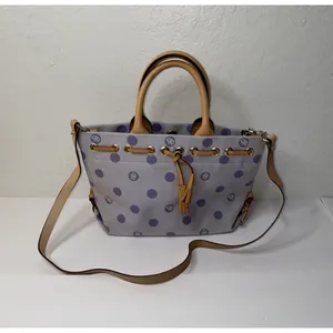 Dooney & Bourke Purple Small Tulip Tassel Polka‎ Dot Purse Handbag Chic Cute Y2K thumbnail 2