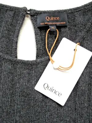 NWT Quince Mongolian Cashmere Wide-Rib Midi in Charcoal Sweater Dress XL thumbnail 7