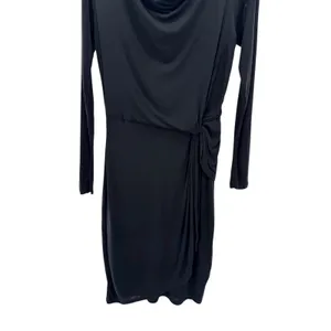 TED BAKER Black Neyda‎ Long Sleeve Cowl Neck Faux Wrap Lyocell Dress 2 TB = 6 US thumbnail 3