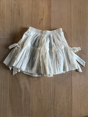 VRG GIRL Lily Elastic Waist White Tiered Mini Skirt with Side Bows thumbnail 8