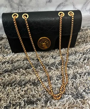 Black Croc-Embossed Handbag with Gold Handle & Crossbody Strap thumbnail 1
