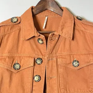 Free People Relaxed Fit Cotton Canvas Jacket Pumpkin TerraCotta Small thumbnail 4