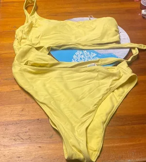Abercrombie & Fitch Bright Yellow One Shoulder One Piece With Tie thumbnail 1