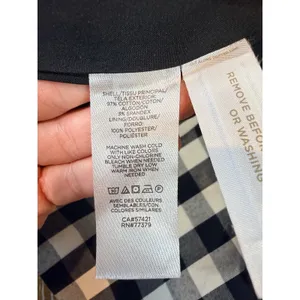 Ann Taylor Gingham Double Breasted Coat Jacket Black White Size‎ XXL thumbnail 6