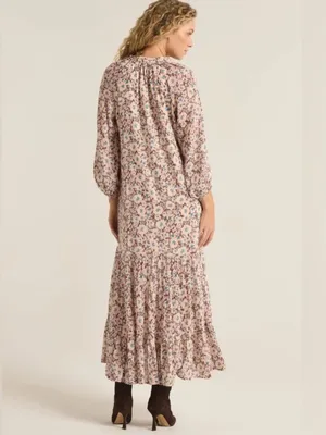 Z Supply Char La Paz Floral Midi Dress Latte Floral Tiered Medium NWT thumbnail 2
