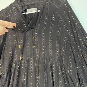 Anthropologie Size-M Womens Quinn Tunic Top Black with Gold‎ Metallic Sequins thumbnail 14