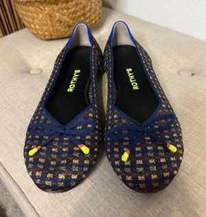 Rothy's Navy Tweed Ballet Flats with Yellow Tips 7 thumbnail 1