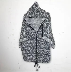 Free People Come Out of Style 2-Pocket Gray Knit Zip Hoodie EUC S thumbnail 3