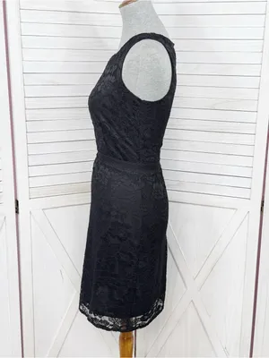 White House | Black Market Black Lace Sleeveless Sheath Dress Size 6 Party Cocktail Evening Gothic thumbnail 2