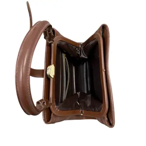 Vintage Brown Structured Handbag – Minimalist 90s Elegance thumbnail 4