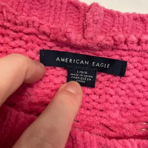 AMERICAN EAGLE AEO AE Chenille Cable Knit Sweater Bright Pink Barbie Oversized L thumbnail 6