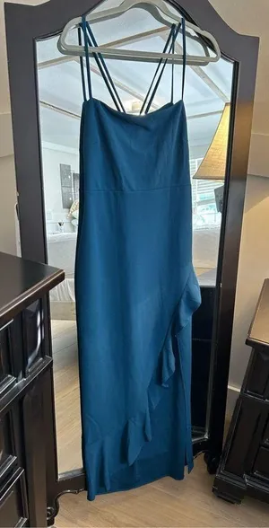 NEW Prom Dress Formal Cocktail Evening Maxi Ruffle Side Split XL thumbnail 4