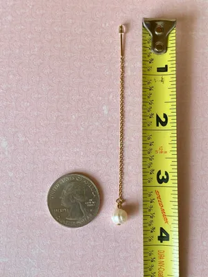 Handmade gold tone stainless steel dainty thread pearl earrings💖 thumbnail 7