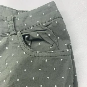Made in Italy‎ Star Print Pants Womens XL Olive Green Straight Leg Stretch 23 thumbnail 9