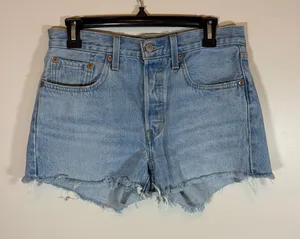 Levi’s 501 Original High Rise Light Wash Denim Cut Off Shorts Womens 27 Casual thumbnail 1