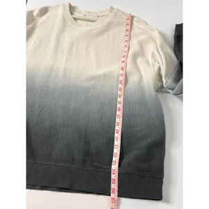 Moon Ryder Small Corded Crewneck Sweatshirt Cream Gray Cotton Long Sleeve thumbnail 6