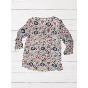Maeve Anthropologie Stillwater Boho Henley Blouse 6 Floral Crochet Lace Top thumbnail 4