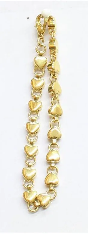 NEW Womens Fashion Simple Heart Chain Link Bracelet Gold Yellow 7" thumbnail 1
