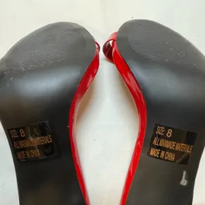 QUPID - Red Faux Patent Leather Ankle Strap Strappy Heels - Size 8 thumbnail 8