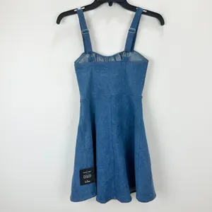 Lulus Considered Charisma Blue Chambray Bustier Mini Dress Cute A Line Small NWT thumbnail 8