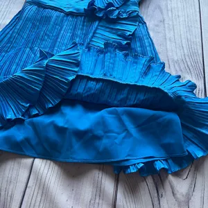 Amur Kelce Cobalt Blue Pleated Flounce Mini Dress thumbnail 9