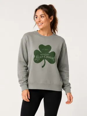 Club Pilates Lucky Charm Shamrock Graphic Sweatshirt XS thumbnail 2