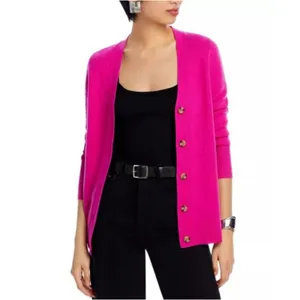 C by Bloomingdale's Cashmere Cardigan Women XS Pink V-Neck Button Front V9702 thumbnail 6