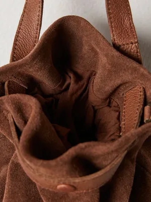 Free People Brown Suede Gathered Suki Mini Tote Bag - Women Bags NWT thumbnail 5