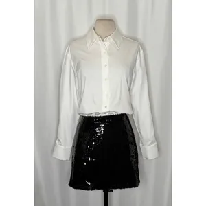 Anthropologie MARE MARE Buttondown Sequin Twofer‎ Dress Black White X-Small thumbnail 2