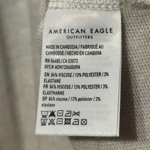 American Eagle Womens Top Soft & Sexy Plush Raglan Sleeve White Blue Medium thumbnail 7