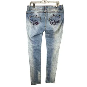 Vintage Apple Bottoms Y2K Jeans Womens 34x34 9/10 Blue Gold Accents Low Rise thumbnail 3