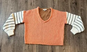 Madewell women’s sweater‎ XXS Wool Alpaca blend cropped color block thumbnail 1