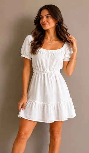 Blue‎ Blush White Off-Shoulder Dress Ruffles Small thumbnail 1
