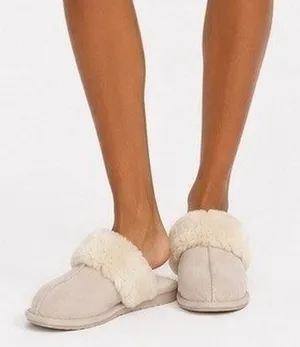 NWT Dream Pairs Sofie-05 Solid Suede Scuff Slippers Pink Cozy Faux Fur Size 8 thumbnail 1