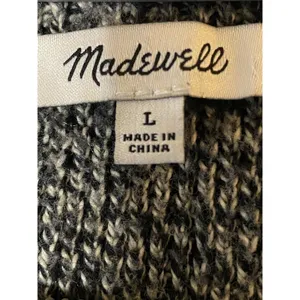 Madewell‎ Marled Black Province Cross-Back Pullover Sweater Sz L thumbnail 5