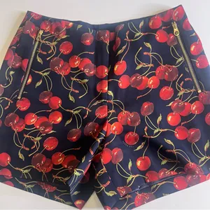 Ted Baker London Red Cherry Print‎ Zipper Pockets Navy Blue Shorts Size 0 = US 2 thumbnail 5