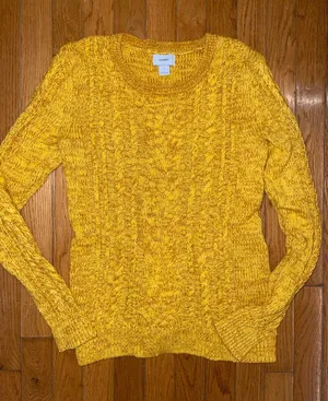 Old Navy Bright Yellow Marled Cable Crewneck Sweater thumbnail 1