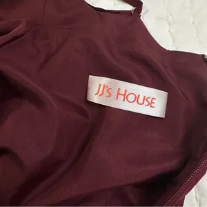 JJ's House Floor Length Bridesmaid Gown in Burgundy With Slit And Low Back Size 0 thumbnail 2