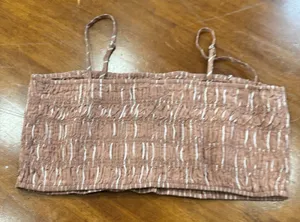 A‎ New Day Brown Ruched Crop Top Spaghetti Straps Women's Size Large thumbnail 1