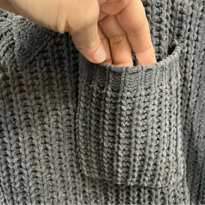 POL gray Chunky Chenille Knit Short Sleeve V-Neck Sweater Top Size M thumbnail 3