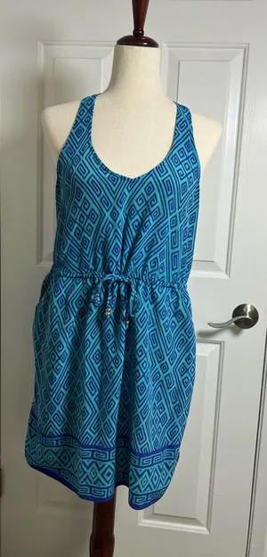Alice & Trixie Teal and Navy Geometric Dress Size Medium‎ thumbnail 1