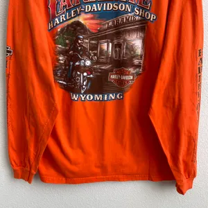 Harley Davidson 2009 Orange Laramie, Wyoming Biker Graphic Long Sleeve Tee thumbnail 10