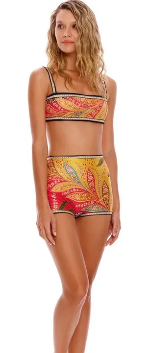 Agua Bendita Sutton Lula crop bikini top paisley sz M new NWT thumbnail 1