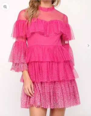 Boutique Pink Ruffle Dress thumbnail 1