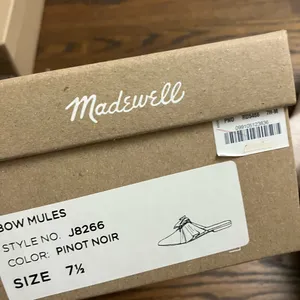 Madewell Remi Bow Mule; Suede Pinot Noir flats with bow thumbnail 4