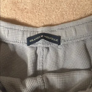 Brandy Melville Waffle Knit Shorts Periwinkle 100% Cotton Pockets Drawstring thumbnail 4